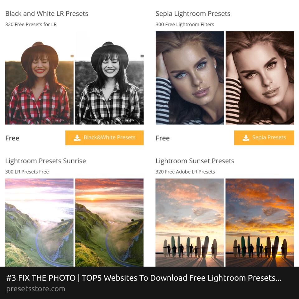 Fix The Photo Top5 Free Lightroom Presets