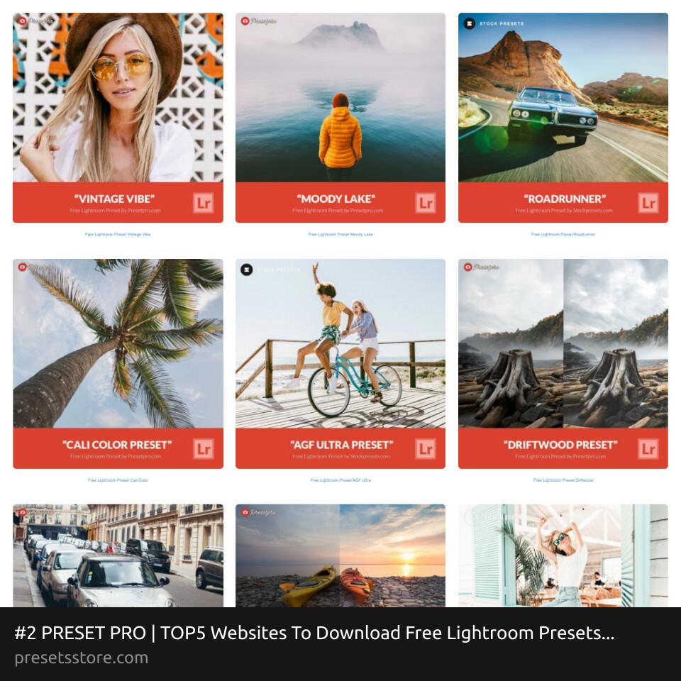 Preset Pro Top5 Free Lightroom Presets