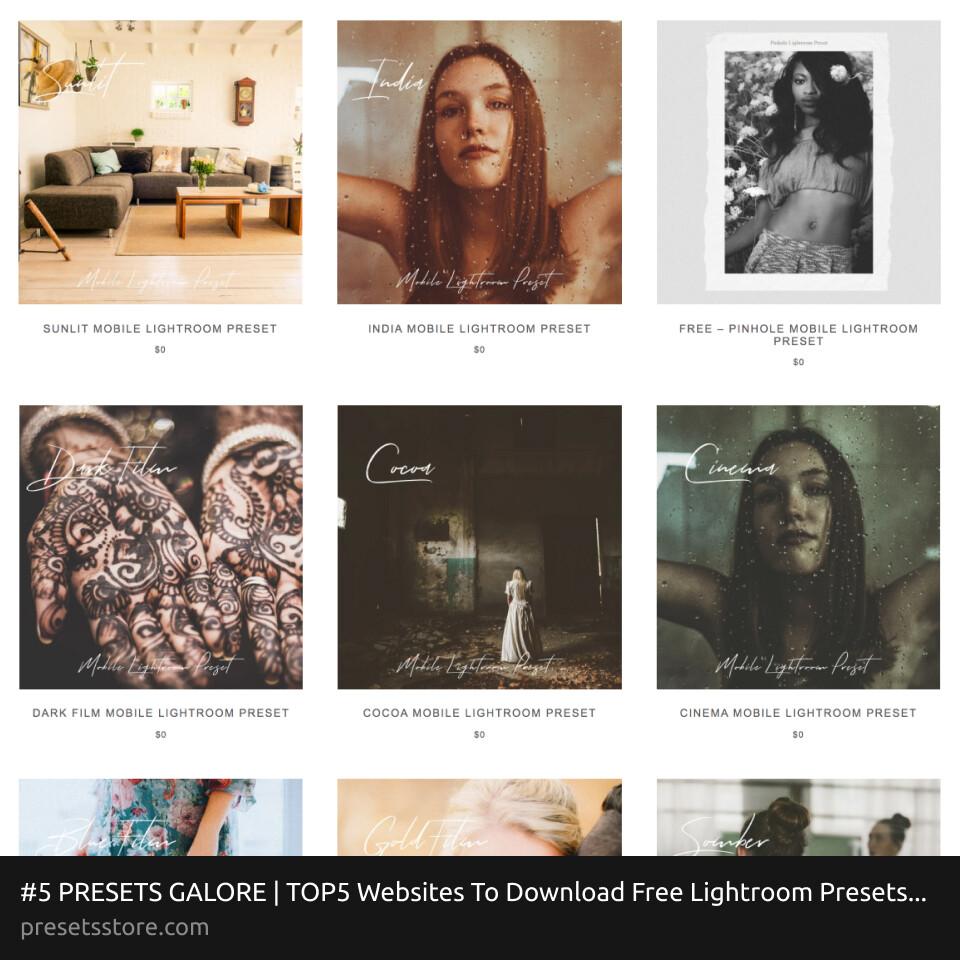 Presets Galore Top5 Free Lightroom Presets